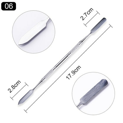 1pcs Double-ended Stainless Steel Cuticle Pusher Dead Skin Push