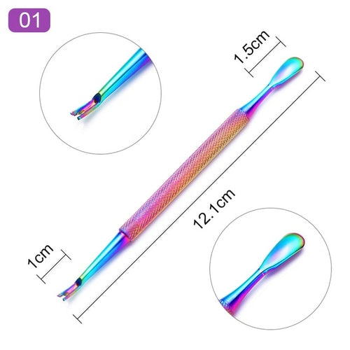 1pcs Double-ended Stainless Steel Cuticle Pusher Dead Skin Push