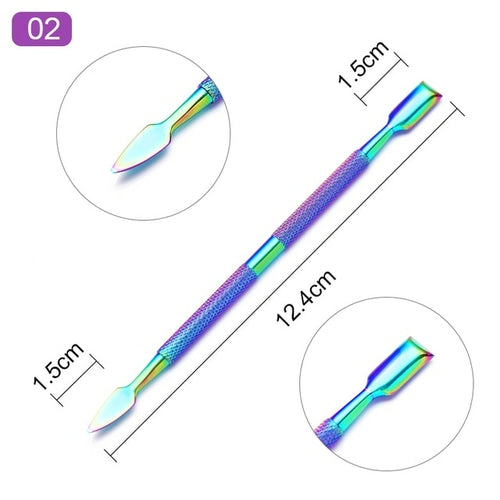 1pcs Double-ended Stainless Steel Cuticle Pusher Dead Skin Push