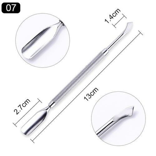 1pcs Double-ended Stainless Steel Cuticle Pusher Dead Skin Push