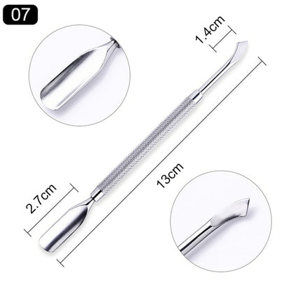 1pcs Double-ended Stainless Steel Cuticle Pusher Dead Skin Push