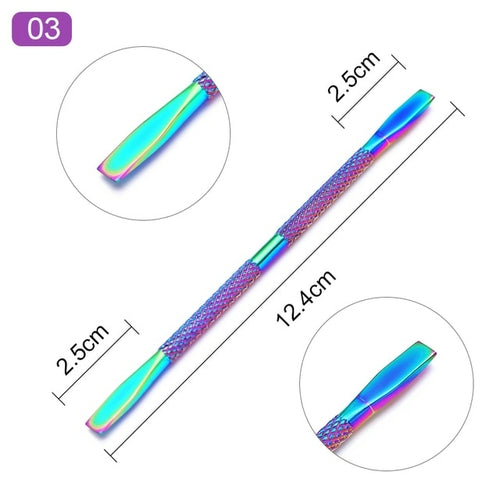 1pcs Double-ended Stainless Steel Cuticle Pusher Dead Skin Push