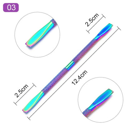 1pcs Double-ended Stainless Steel Cuticle Pusher Dead Skin Push