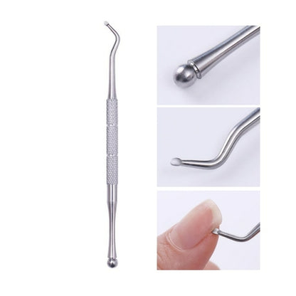 1pcs Double-ended Stainless Steel Cuticle Pusher Dead Skin Push