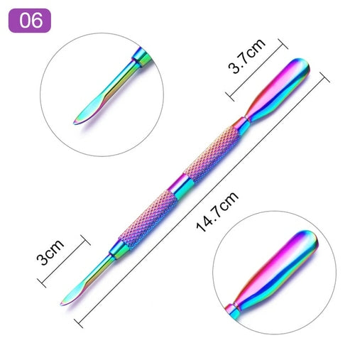 1pcs Double-ended Stainless Steel Cuticle Pusher Dead Skin Push
