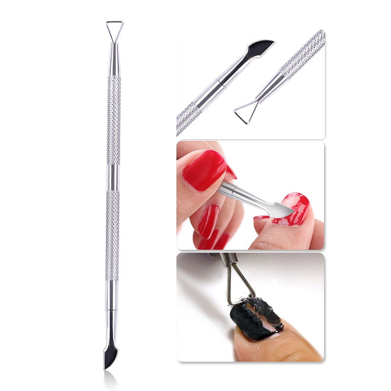 1pcs Double-ended Stainless Steel Cuticle Pusher Dead Skin Push