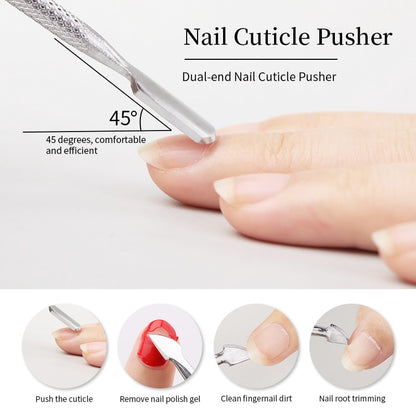 1pcs Double-ended Stainless Steel Cuticle Pusher Dead Skin Push