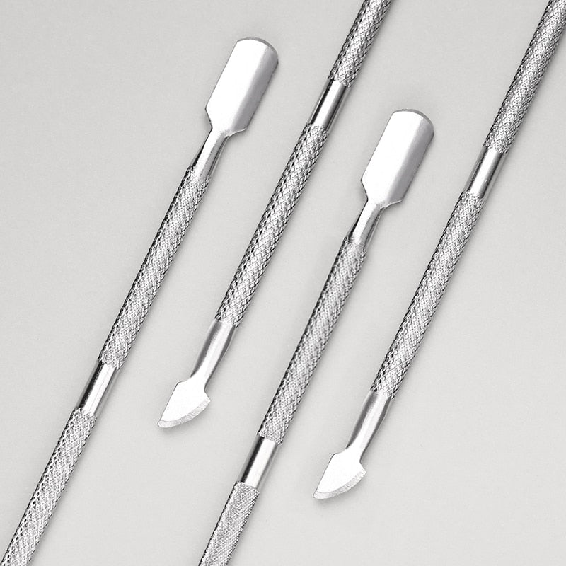 1pcs Double-ended Stainless Steel Cuticle Pusher Dead Skin Push