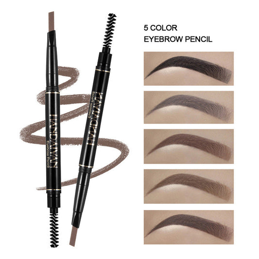 HANDAIYAN 5-color automatic rotating eyebrow pencil non-smudged triangle double-ended waterproof eyebrow pencil