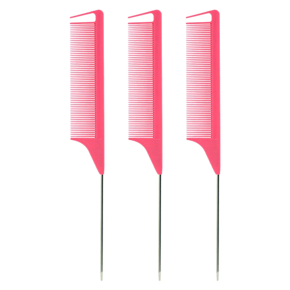 Pro Pointed Tail Salon Hairdressing Hair Styling Anti-static Comb Hair Brush Steel Needle Pin Rat Tail Combs Barber Accessories