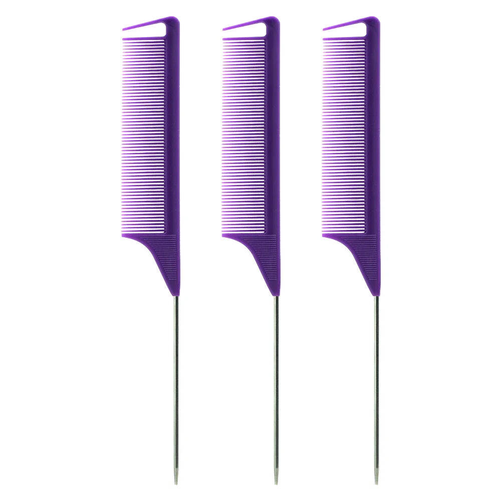 Pro Pointed Tail Salon Hairdressing Hair Styling Anti-static Comb Hair Brush Steel Needle Pin Rat Tail Combs Barber Accessories