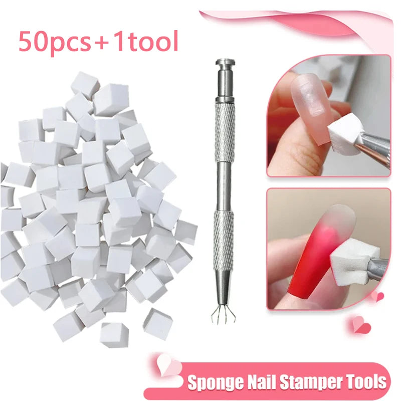 50pcs Sponge Gradient Nail Art Stamper Tools Gel Polish Color Gradient