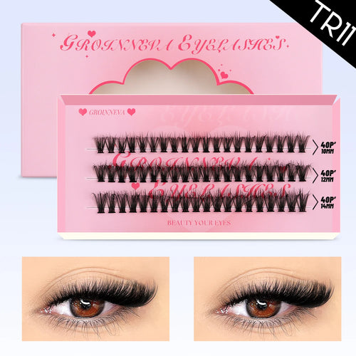 GROINNEYA Lashes Cluster DIY Lash Extension Mixed Tray Clusters