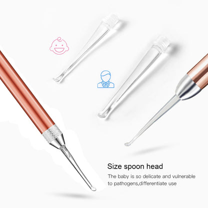 Baby Ear Cleaner Spoon LED Flash Light Ear Wax Curette Picker Visual