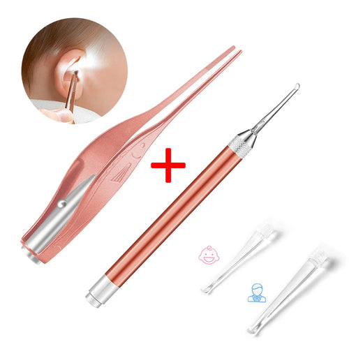 Baby Ear Cleaner Spoon LED Flash Light Ear Wax Curette Picker Visual