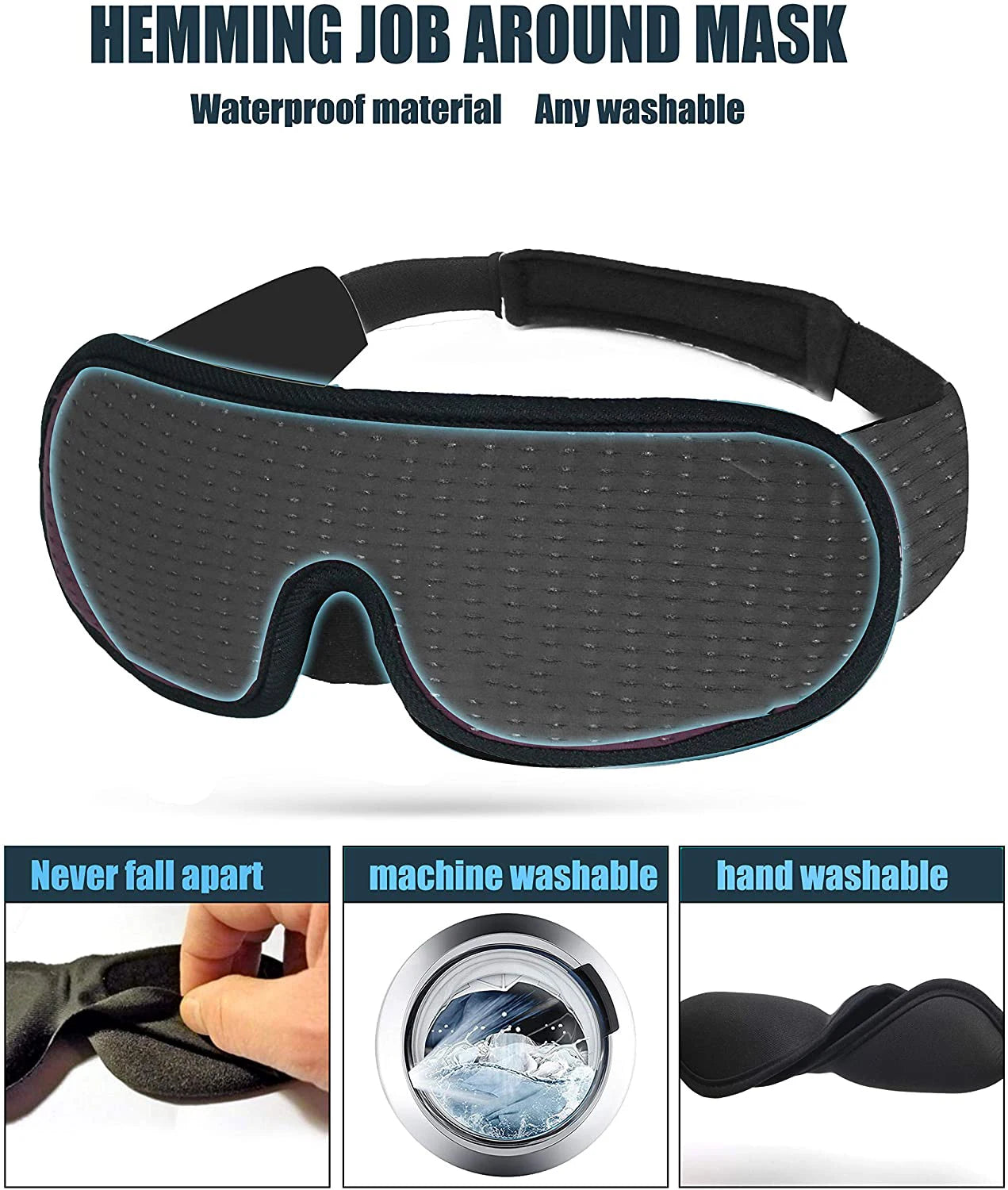 3D Mask for Sleep Eye Mask Lights Blockout Soft Padded Sleeping Fabric
