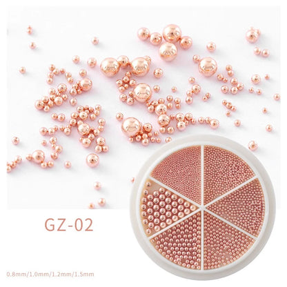 6 Grids Nail Art Tiny Steel Caviar Beads 0.8-1.5mm Mixed Size 3D