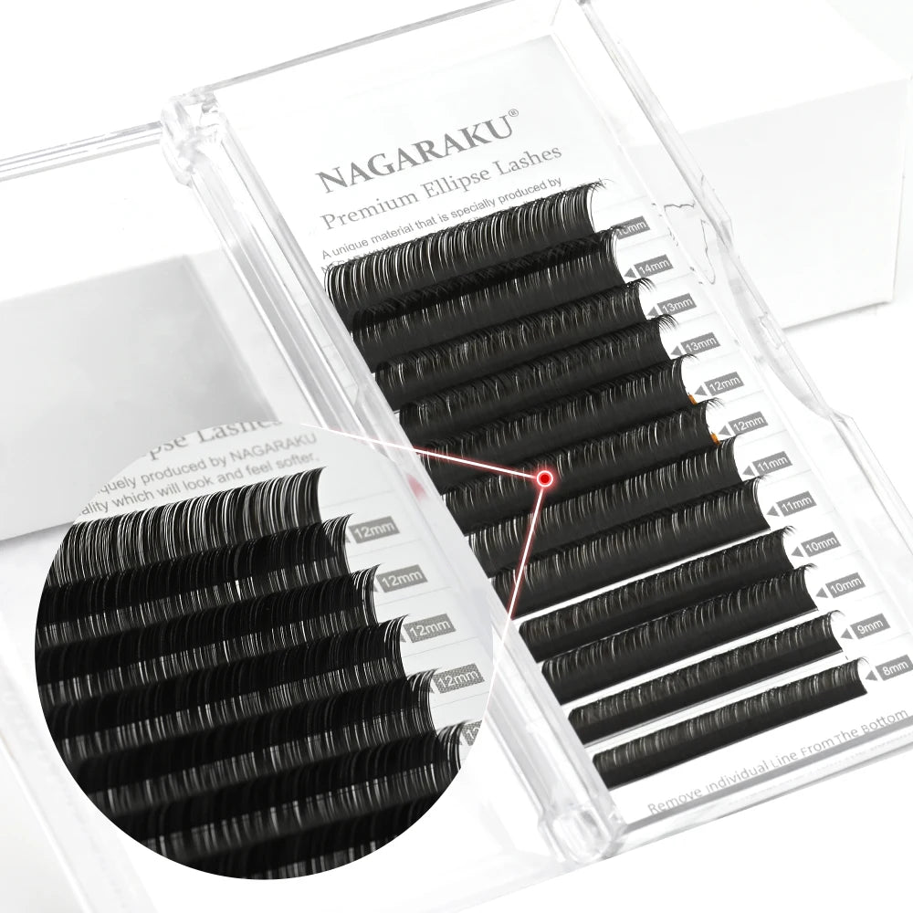 NAGARAKU Flat Ellipse Eyelash Split Tips Matte Gray Black Color Super