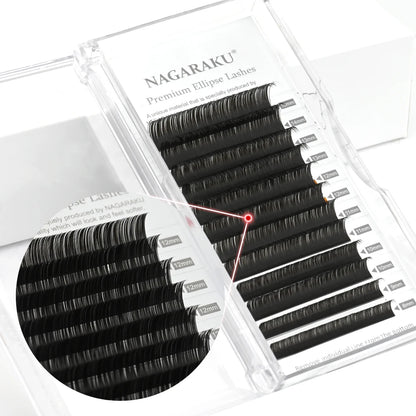 NAGARAKU Flat Ellipse Eyelash Split Tips Matte Gray Black Color Super