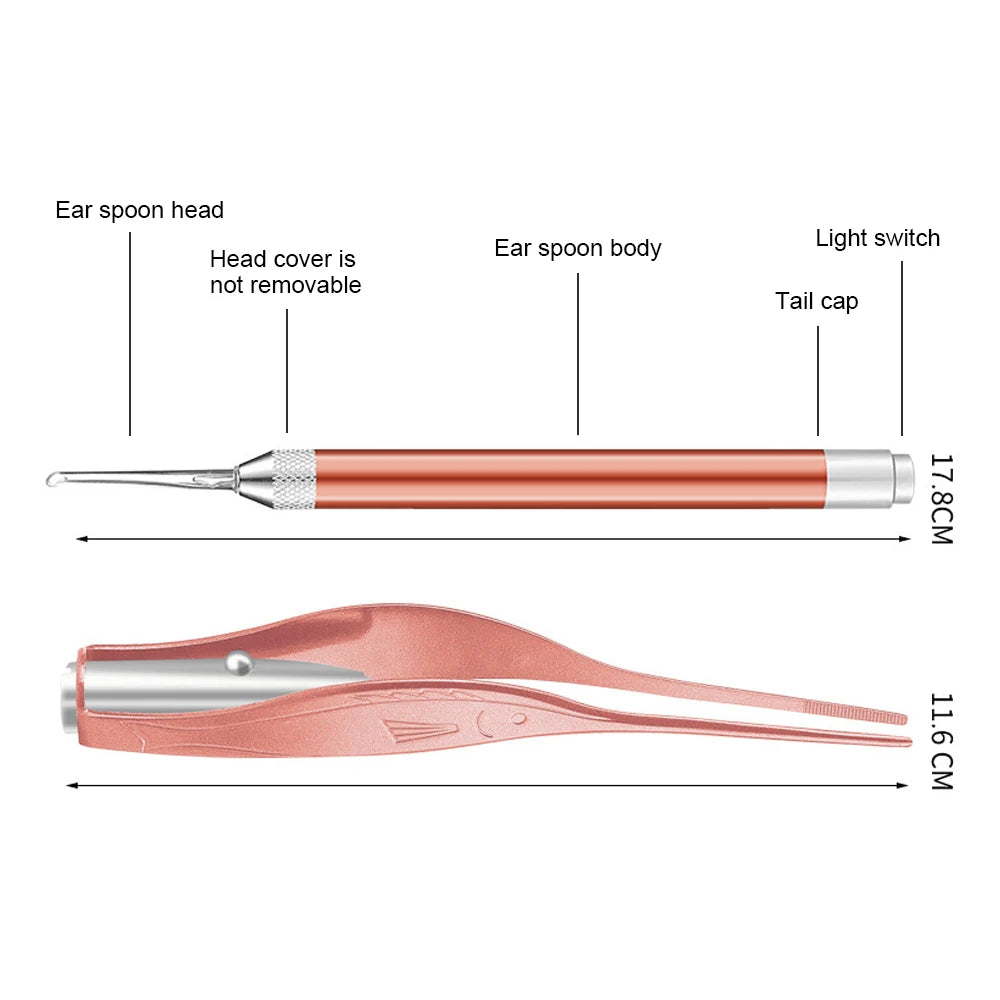 Baby Ear Cleaner Spoon LED Flash Light Ear Wax Curette Picker Visual
