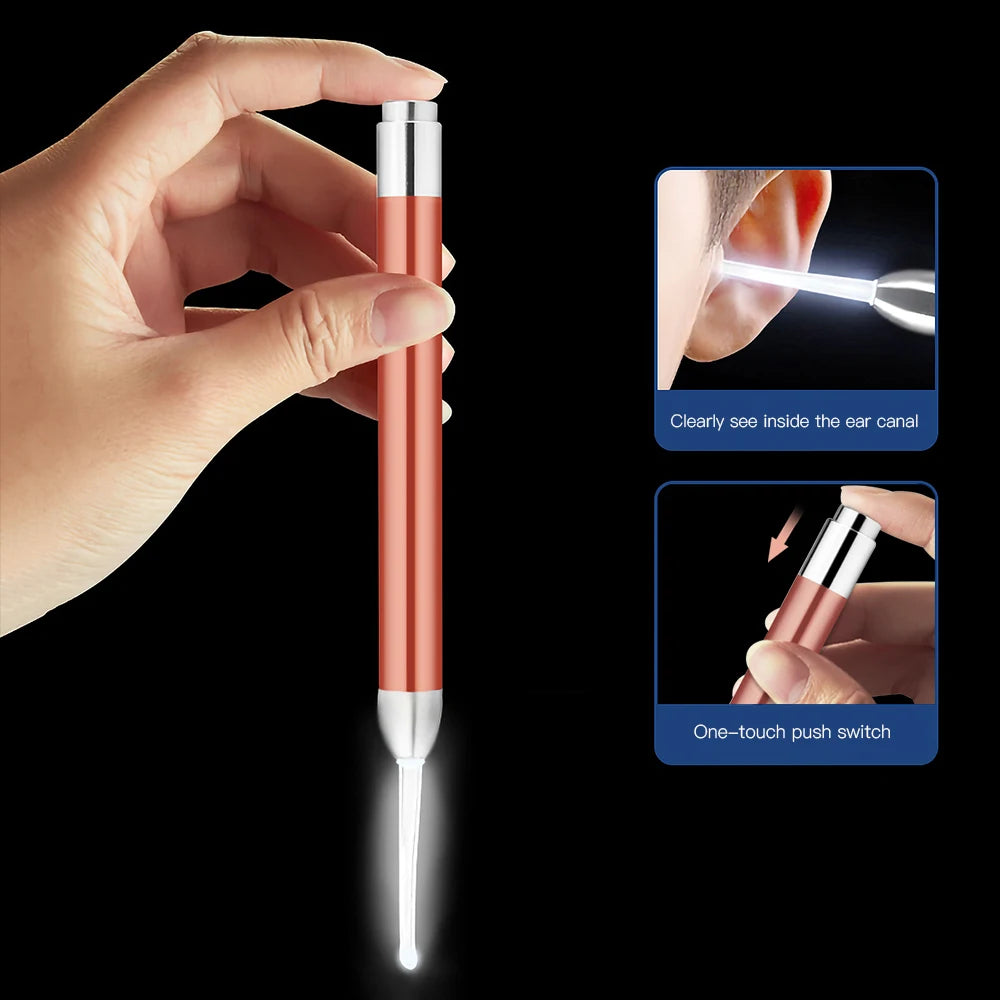 Baby Ear Cleaner Spoon LED Flash Light Ear Wax Curette Picker Visual