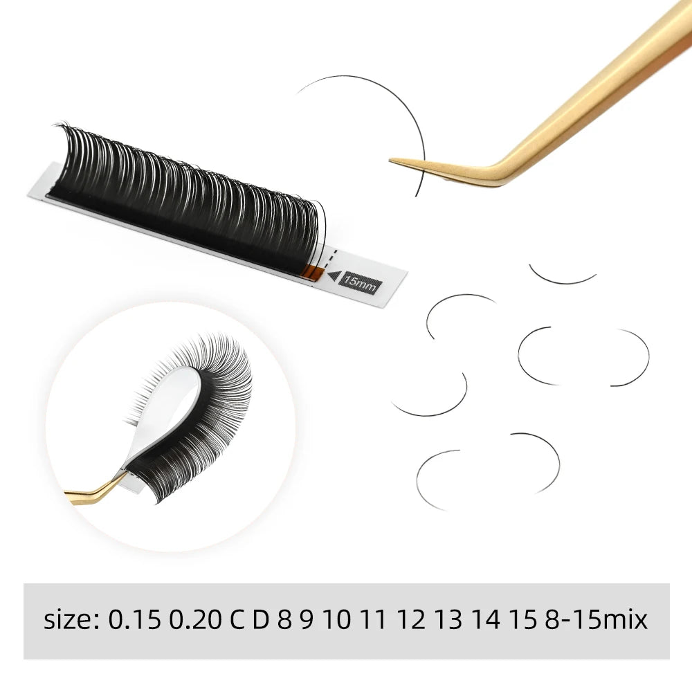 NAGARAKU Flat Ellipse Eyelash Split Tips Matte Gray Black Color Super