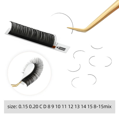 NAGARAKU Flat Ellipse Eyelash Split Tips Matte Gray Black Color Super
