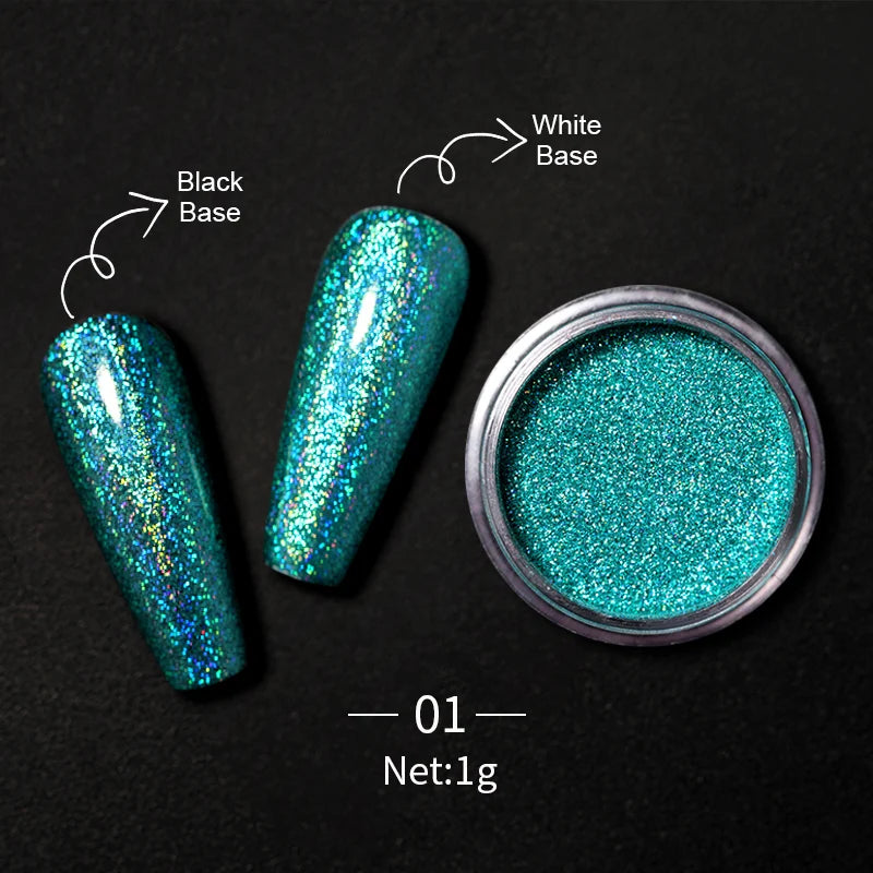 Nail Mirror Glitter Powder Metallic Colorful Dust Metal Effect