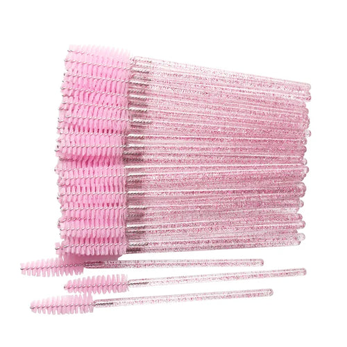 50Pcs Makeup brushes Disposable Crystal Eyebrow brush Diamond Handle