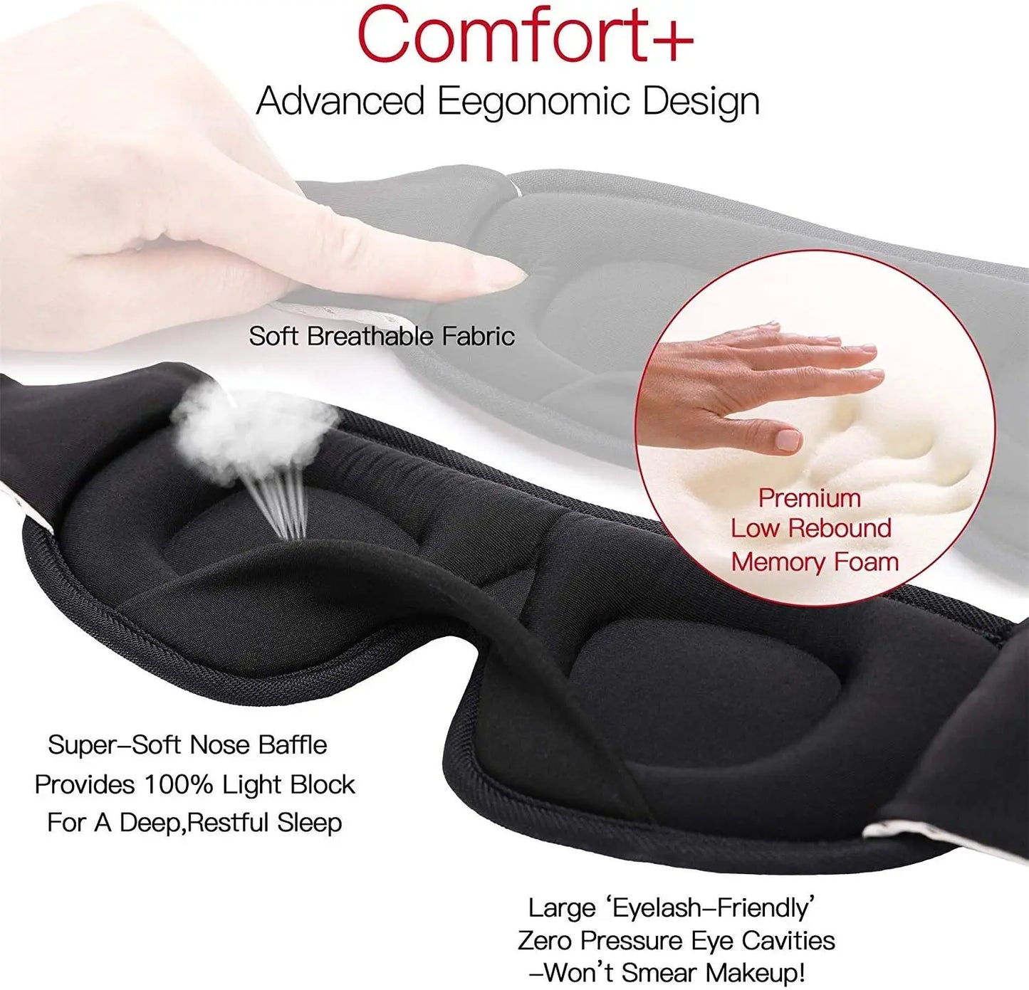 3D Mask for Sleep Eye Mask Lights Blockout Soft Padded Sleeping Fabric