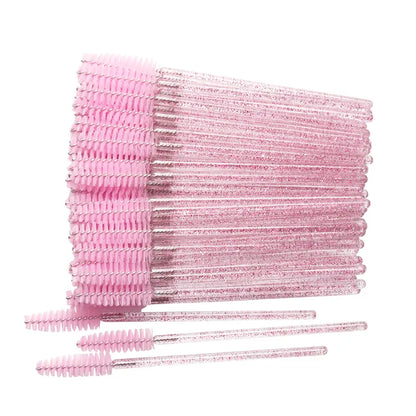 50Pcs Makeup brushes Disposable Crystal Eyebrow brush Diamond Handle