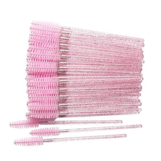 50Pcs Makeup brushes Disposable Crystal Eyebrow brush Diamond Handle