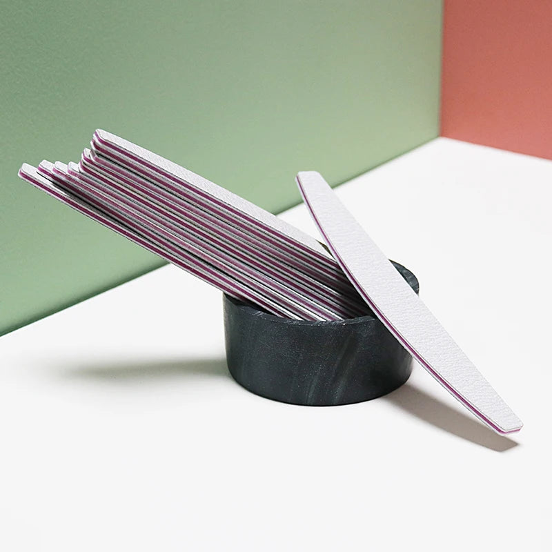 Lurayee Nail File Buffer 100/180 Grit Half Moon Double Side Sandpaper