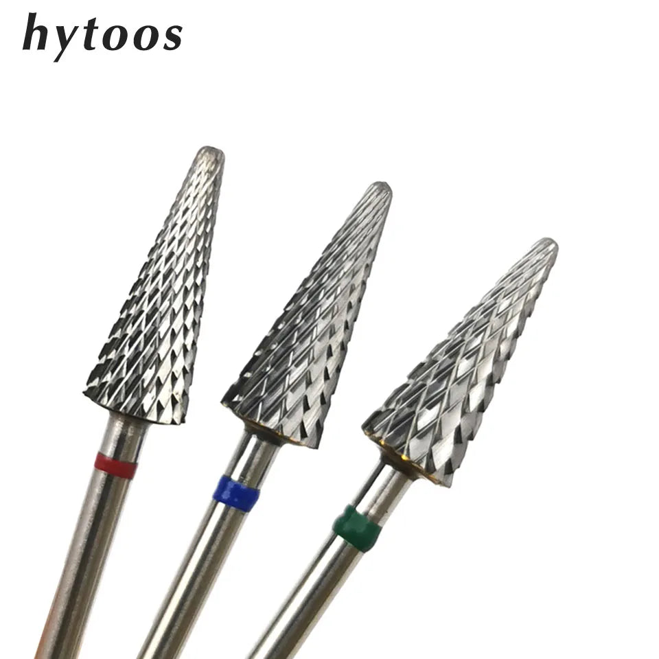 HYTOOS Cone Shape Nail Drill Bit Carbide 3/32" Milling Cutter For