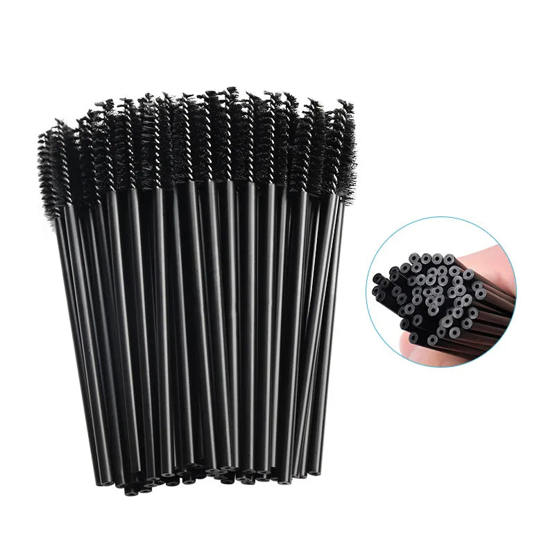 50Pcs Makeup brushes Disposable Crystal Eyebrow brush Diamond Handle