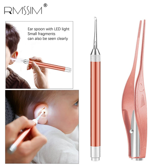 Baby Ear Cleaner Spoon LED Flash Light Ear Wax Curette Picker Visual