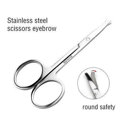 Stainless Steel Round Safety Scissors Eyebrow Makeup Scissor Beauty