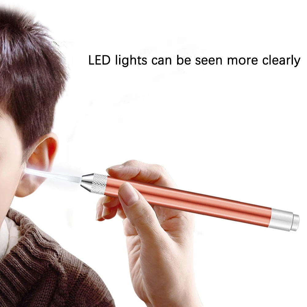 Baby Ear Cleaner Spoon LED Flash Light Ear Wax Curette Picker Visual
