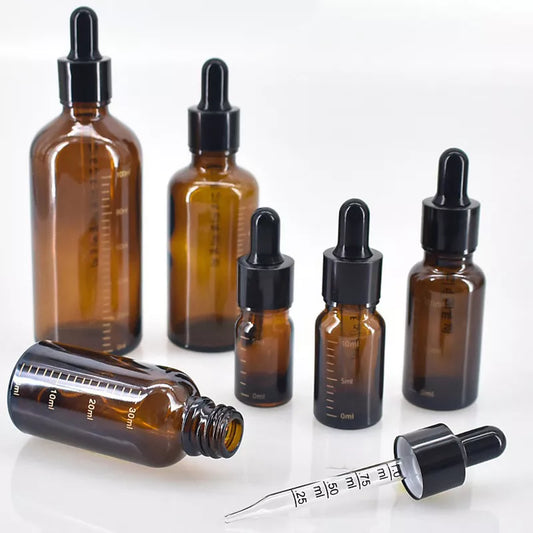 Dropper Bottles with Scale 5ml-100ml Reagent Eye Drop Amber Glass