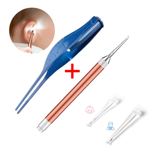 Baby Ear Cleaner Spoon LED Flash Light Ear Wax Curette Picker Visual