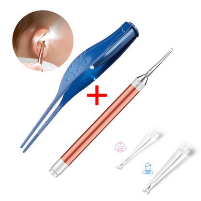 Baby Ear Cleaner Spoon LED Flash Light Ear Wax Curette Picker Visual
