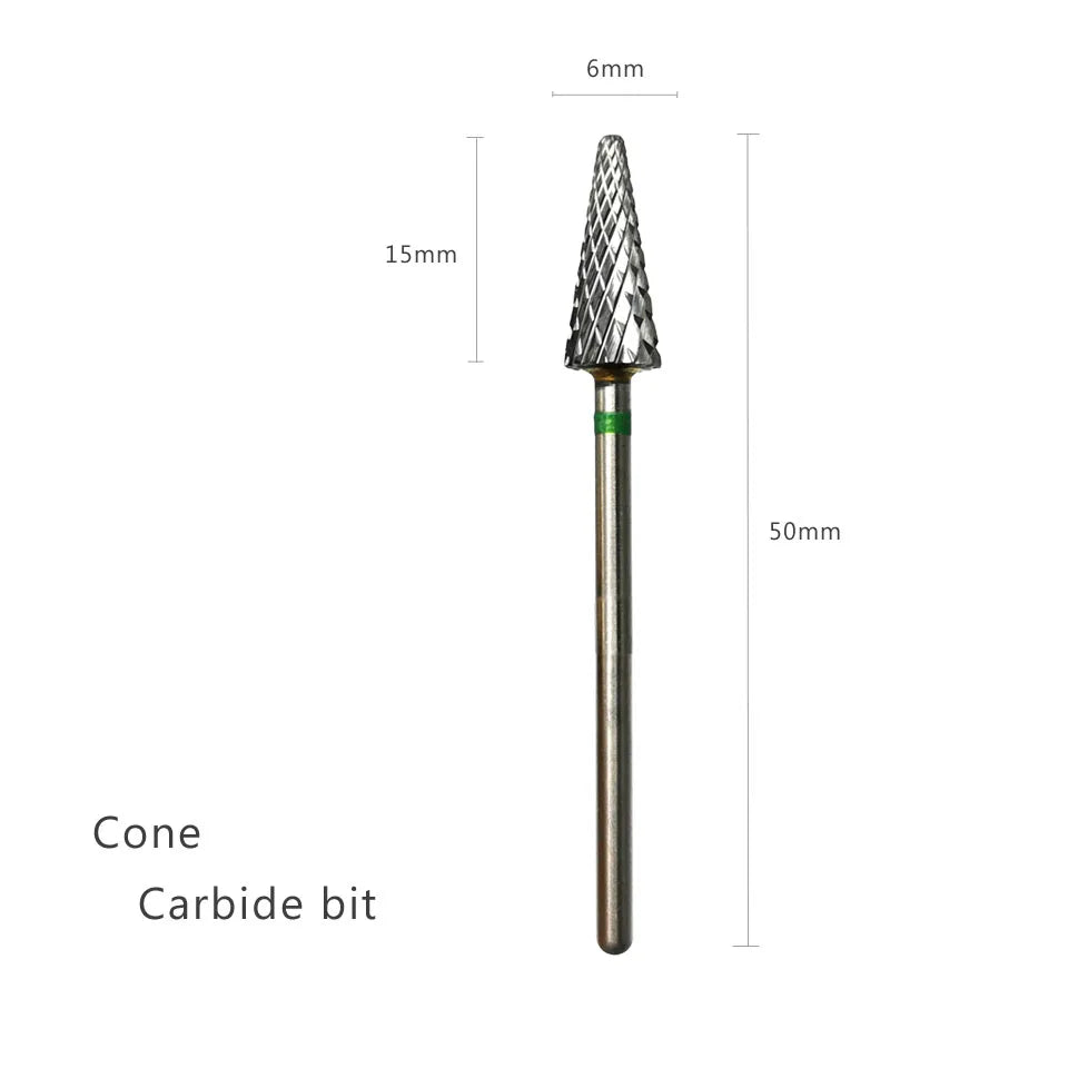 HYTOOS Cone Shape Nail Drill Bit Carbide 3/32" Milling Cutter For