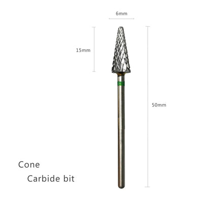 HYTOOS Cone Shape Nail Drill Bit Carbide 3/32" Milling Cutter For