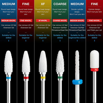 Ceramic Tungsten Carbide Nail Drill Bit Rotate Burr Milling Nail