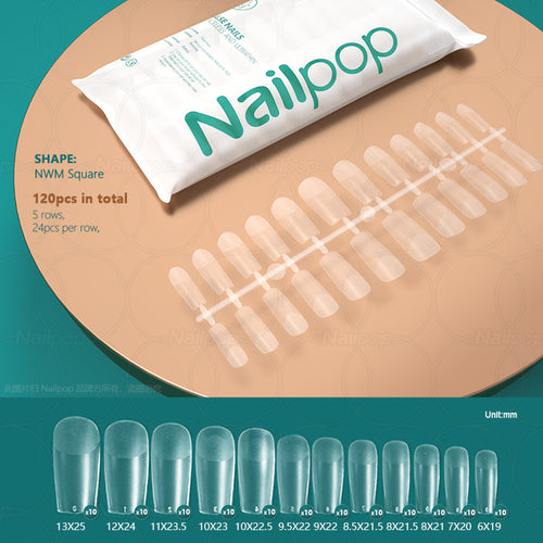 Nailpop 120pcs False Nails Acrylic Press On Nails Coffin Artificial