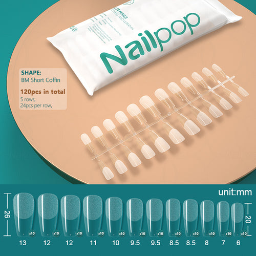 Nailpop 120pcs False Nails Acrylic Press On Nails Coffin Artificial