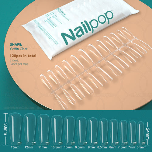 Nailpop 120pcs False Nails Acrylic Press On Nails Coffin Artificial