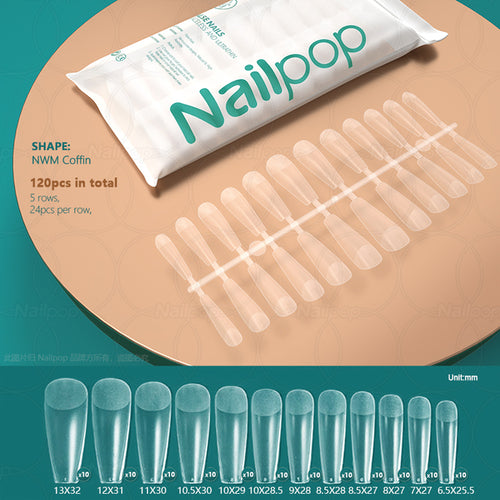 Nailpop 120pcs False Nails Acrylic Press On Nails Coffin Artificial