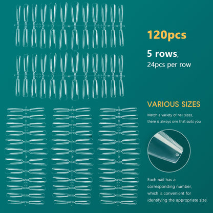 Nailpop 120pcs False Nails Acrylic Press On Nails Coffin Artificial