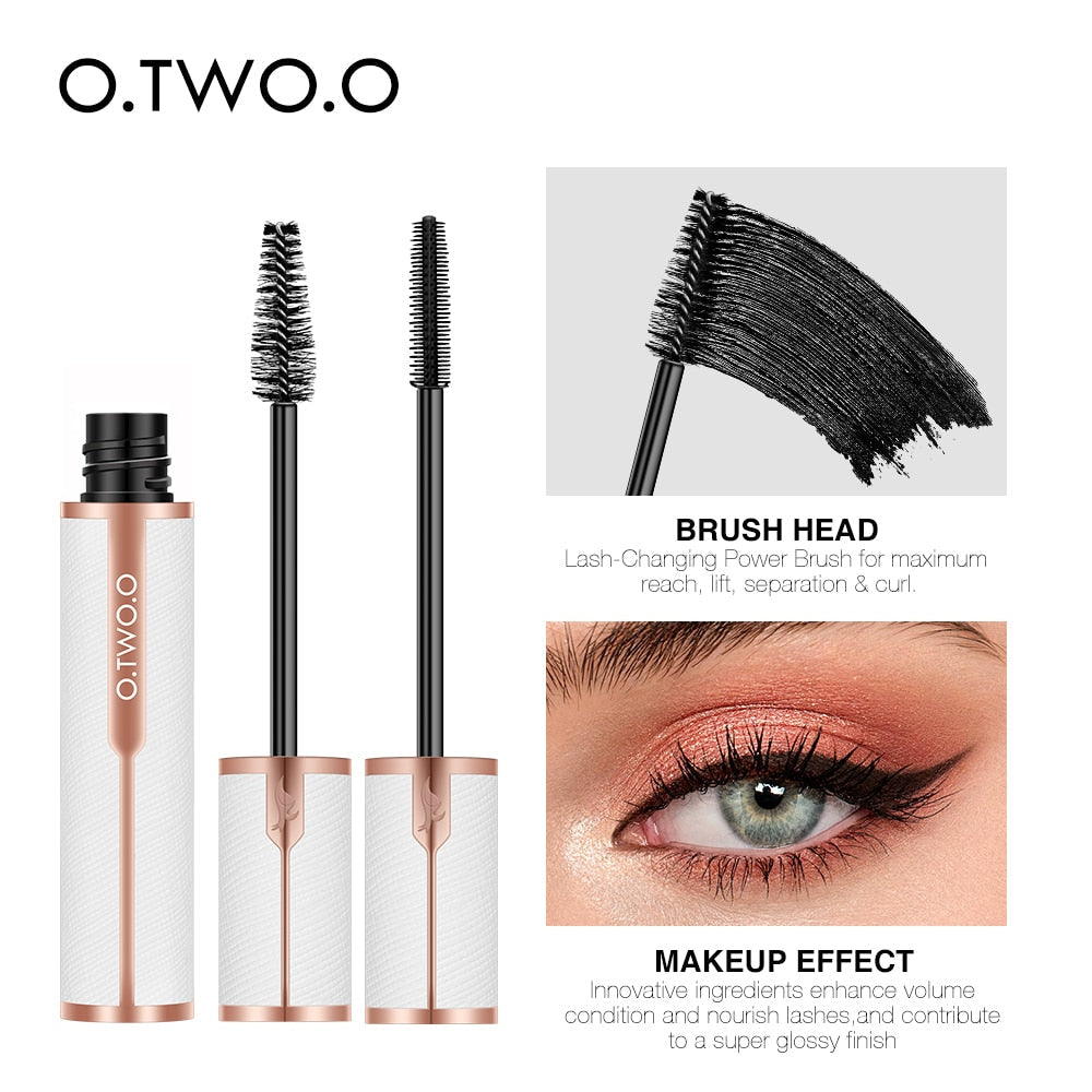 O.TWO.O Mascara Waterproof 4D Silk Fiber Curling Volume Lashes Thick Lengthening  Nourish Eyelash Extension High Quality Makeup